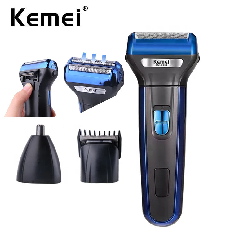 3-in-1 Rechargeable Men's Grooming Kit – Hair Clipper, Nose Trimmer & Shaver