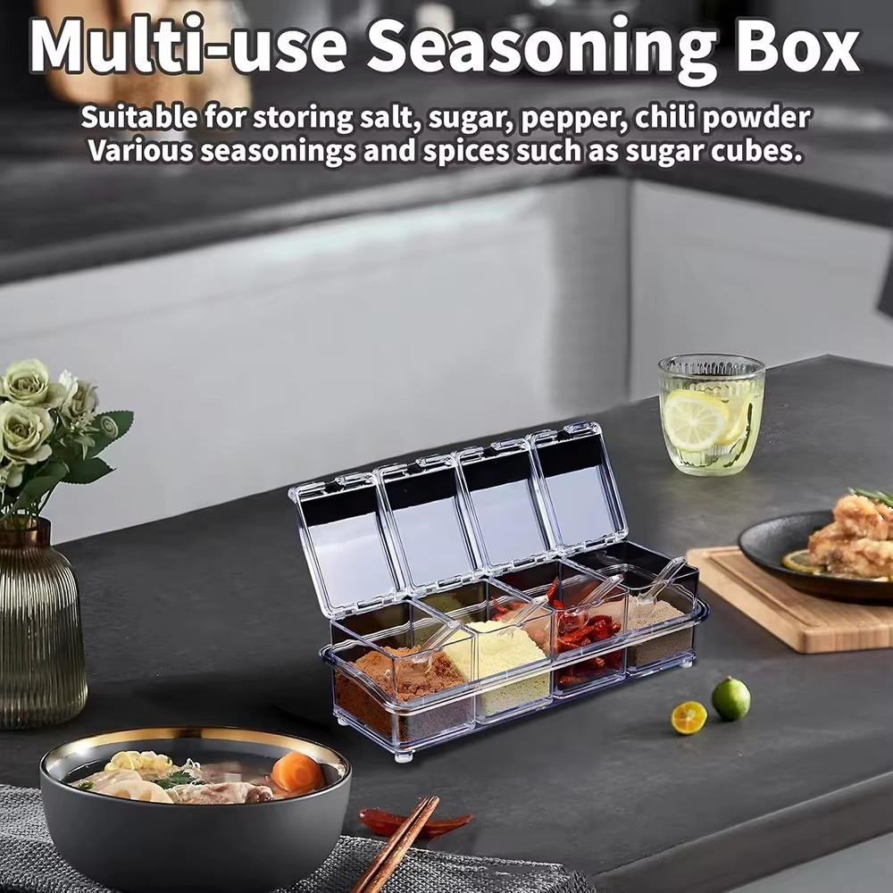Premium 4 Grid Acrylic Spice Box