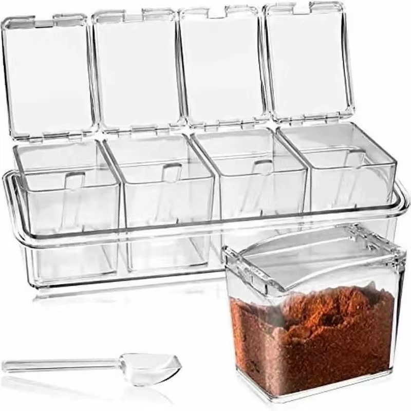 Premium 4 Grid Acrylic Spice Box