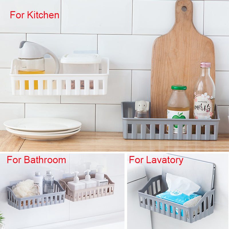 Wall Mounted Bathroom Storage Shelf Without Dril