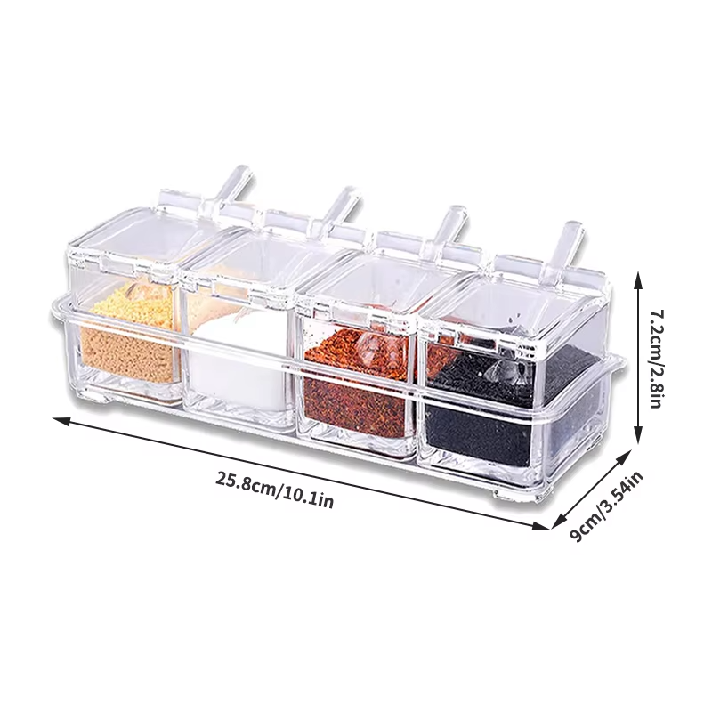 Premium 4 Grid Acrylic Spice Box