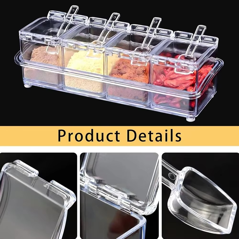 Premium 4 Grid Acrylic Spice Box