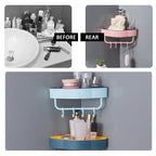 Self-Adhesive Bathroom Corner Shelf With Hooks