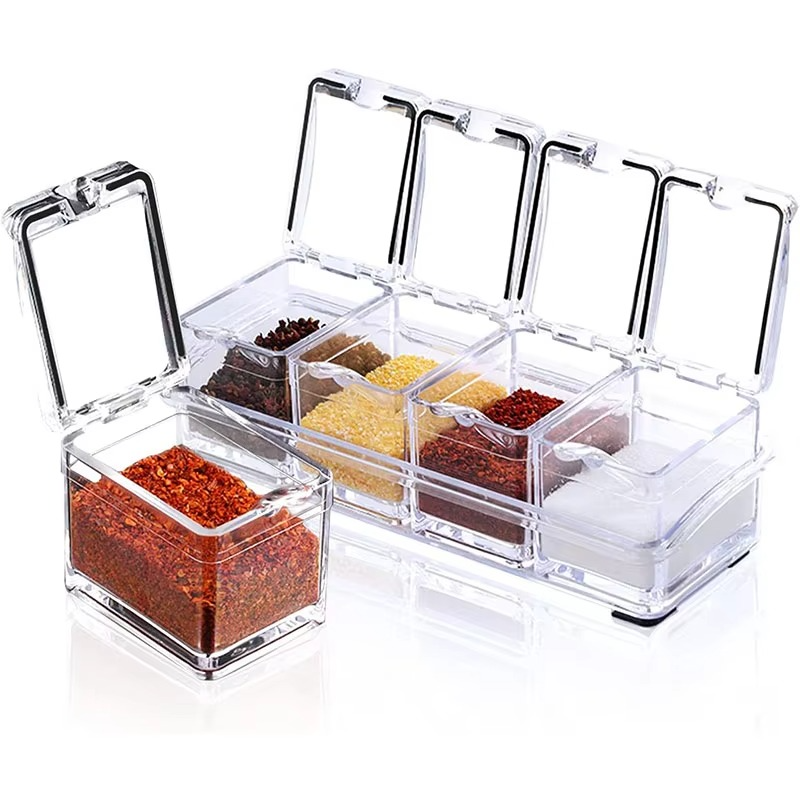 Premium 4 Grid Acrylic Spice Box