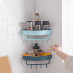 Self-Adhesive Bathroom Corner Shelf With Hooks