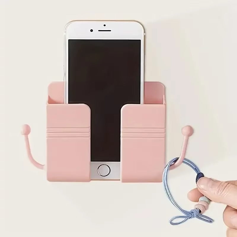 Universal Wall Mounted Adhesive Phone Charging Holder With Cable Hook