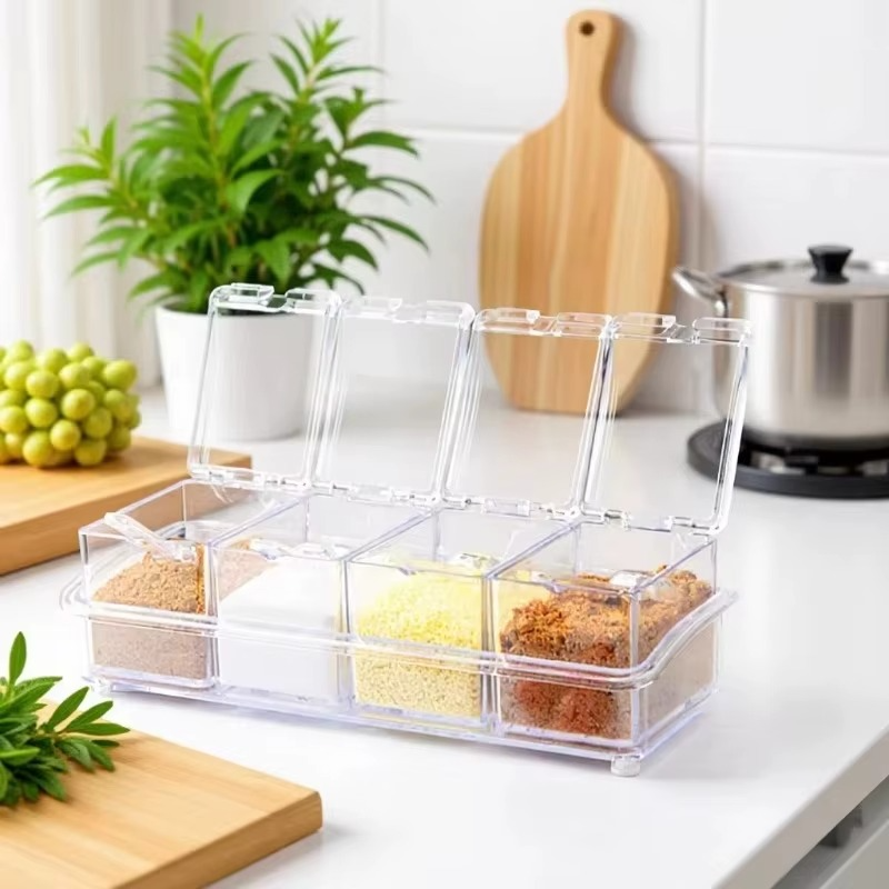 Premium 4 Grid Acrylic Spice Box