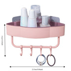 Self-Adhesive Bathroom Corner Shelf With Hooks