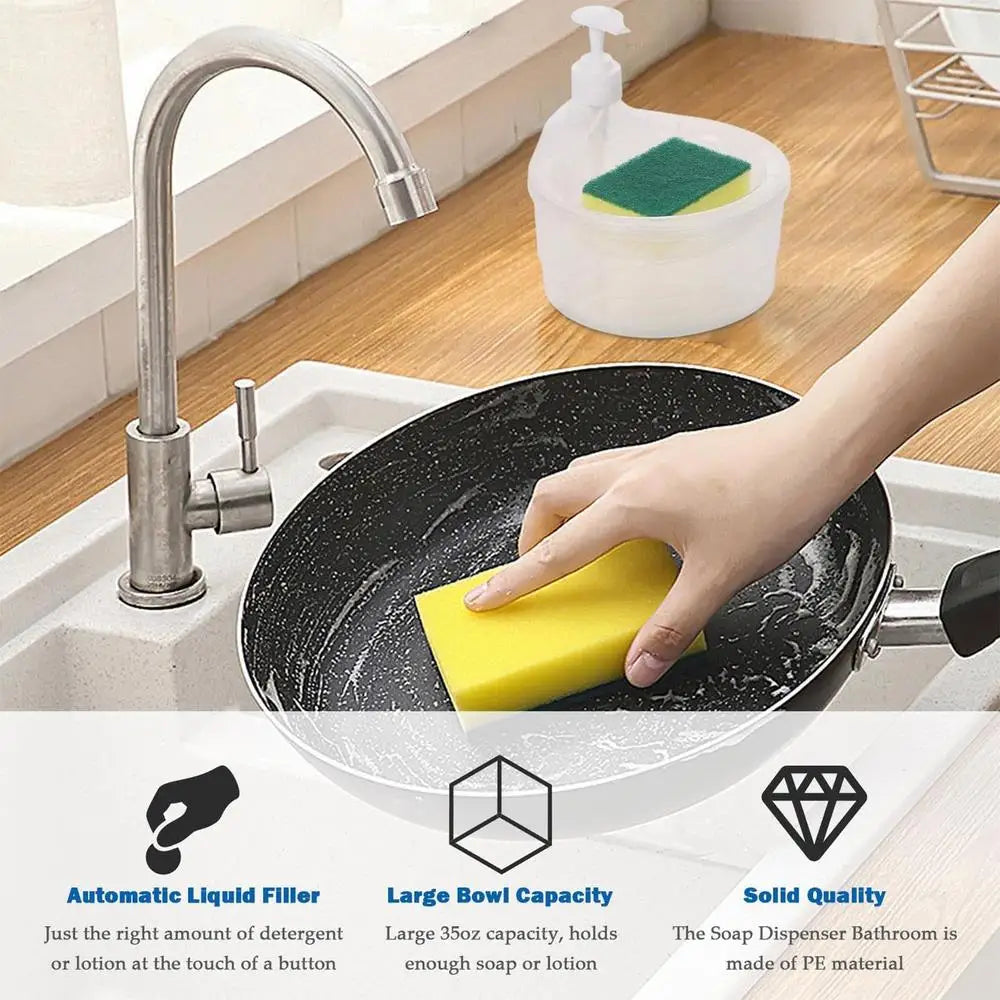 2-in-1 Dish Soap Dispenser With Sponge Holder