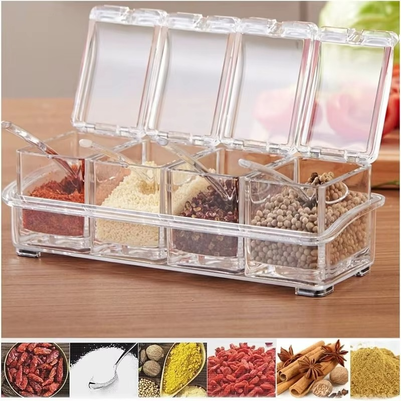 Premium 4 Grid Acrylic Spice Box