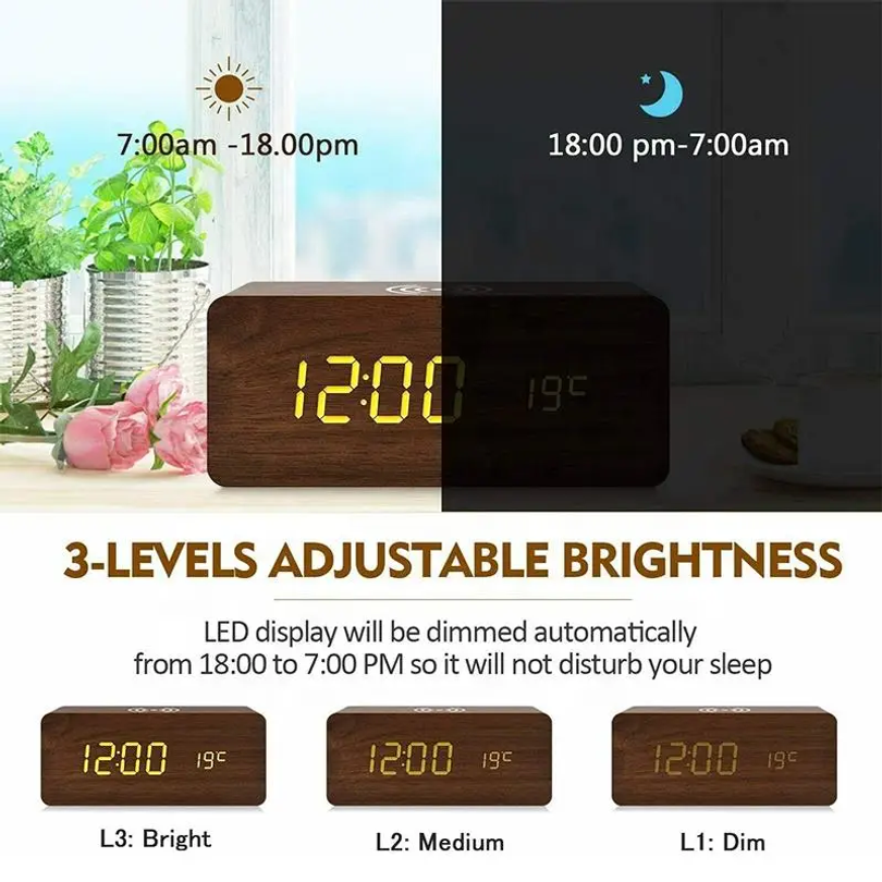Premium Wooden Digital Clock