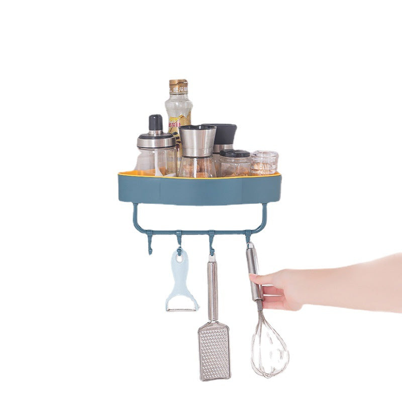 Self-Adhesive Bathroom Corner Shelf With Hooks