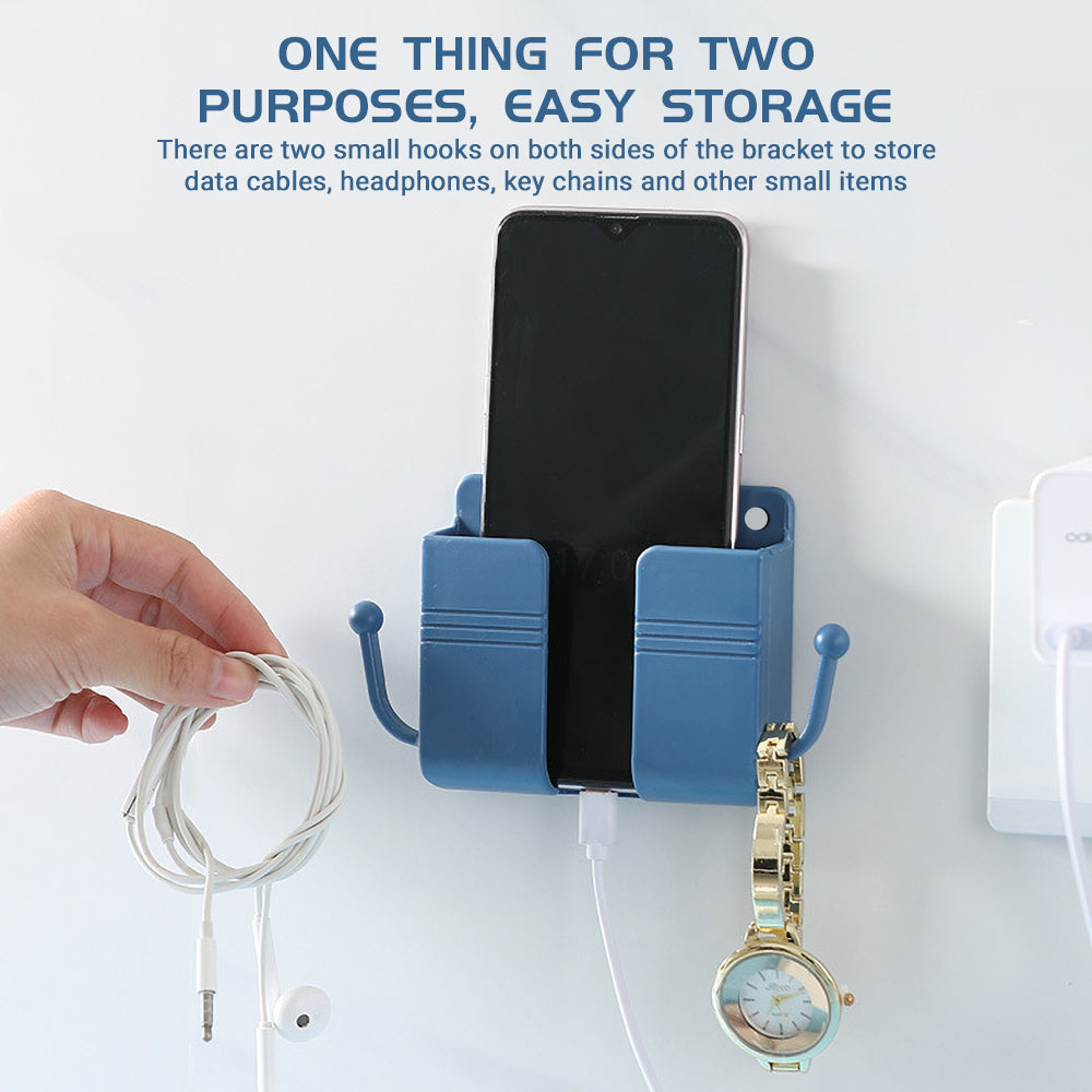 Universal Wall Mounted Adhesive Phone Charging Holder With Cable Hook