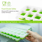 14-Grid Silicone Ice Cube Tray with Lid