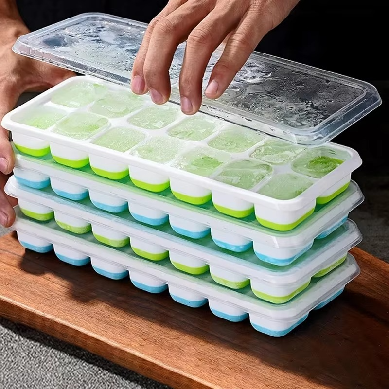 14-Grid Silicone Ice Cube Tray with Lid