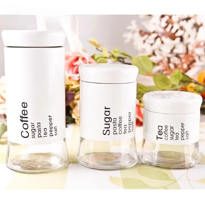 3 Pcs Airtight Borosilicate Glass Storage Jar
