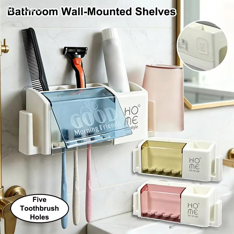 Punch-Free Bathroom Toothbrush Rack