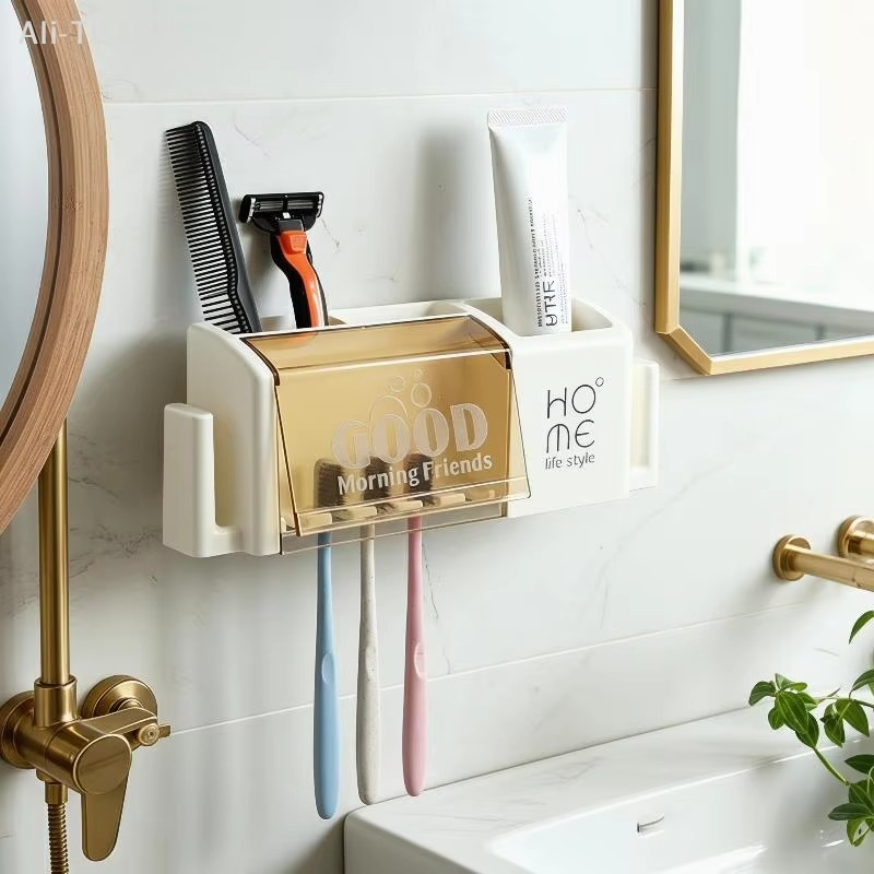 Punch-Free Bathroom Toothbrush Rack