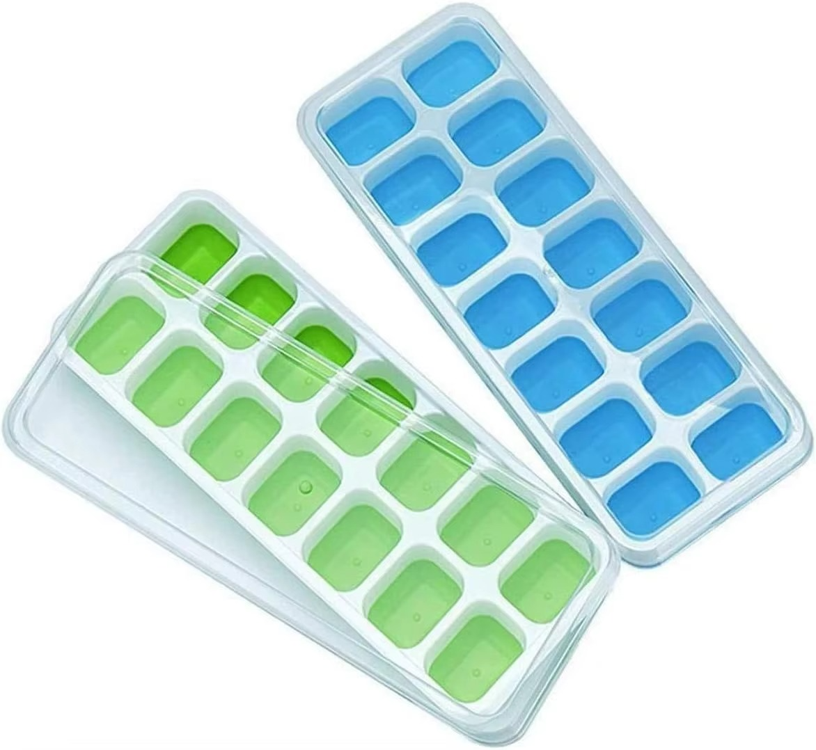 14-Grid Silicone Ice Cube Tray with Lid