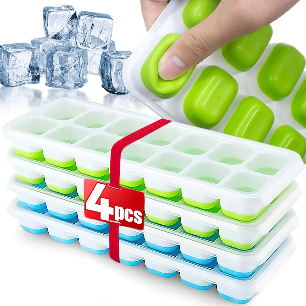 14-Grid Silicone Ice Cube Tray with Lid