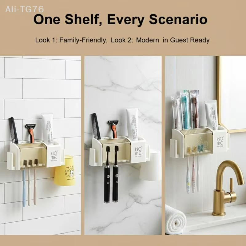 Punch-Free Bathroom Toothbrush Rack