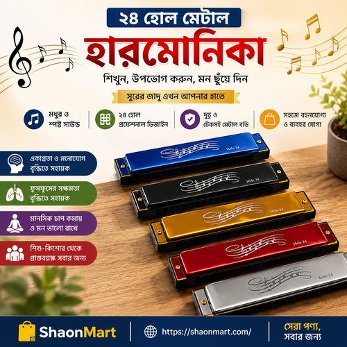 24 Holes Metal Harmonica Mouth Organ