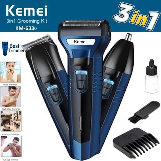 3-in-1 Rechargeable Men's Grooming Kit – Hair Clipper, Nose Trimmer & Shaver
