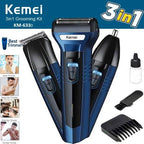 3-in-1 Rechargeable Men's Grooming Kit – Hair Clipper, Nose Trimmer & Shaver