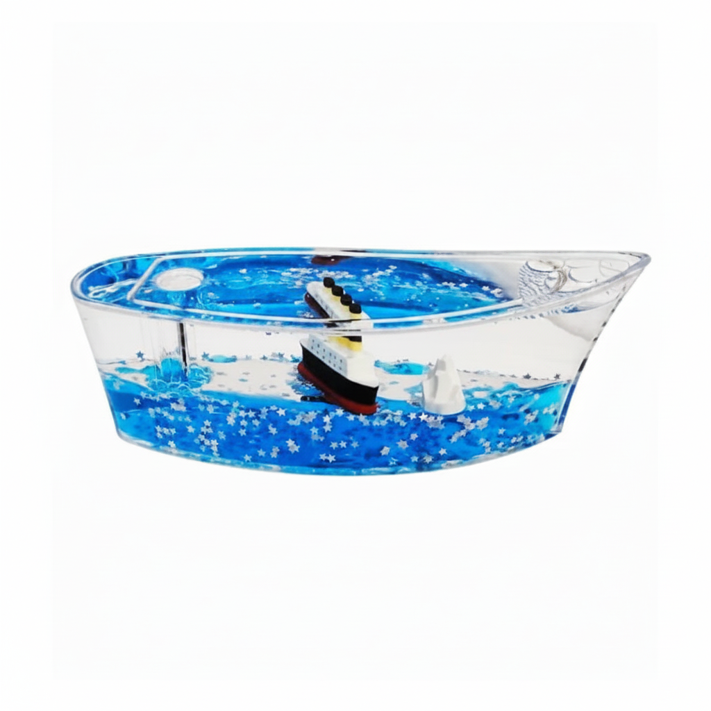 Liquid wave cruise ship ornament on white background