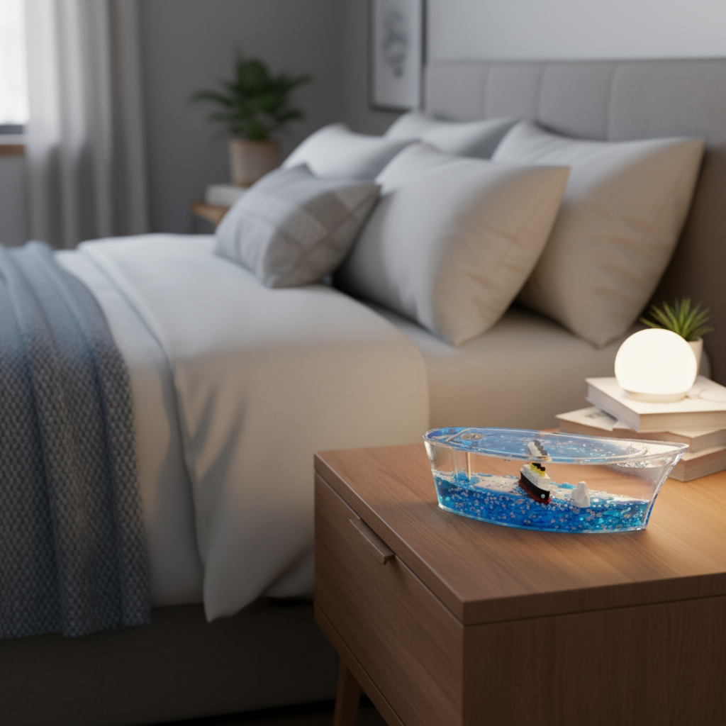 Liquid wave cruise ship ornament as bedroom showpiece