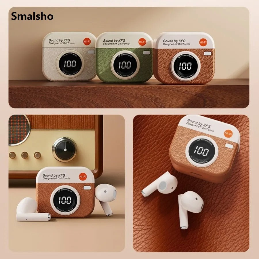 Q86 Retro Camera Style Wireless Bluetooth Headset Semi-In-Ear