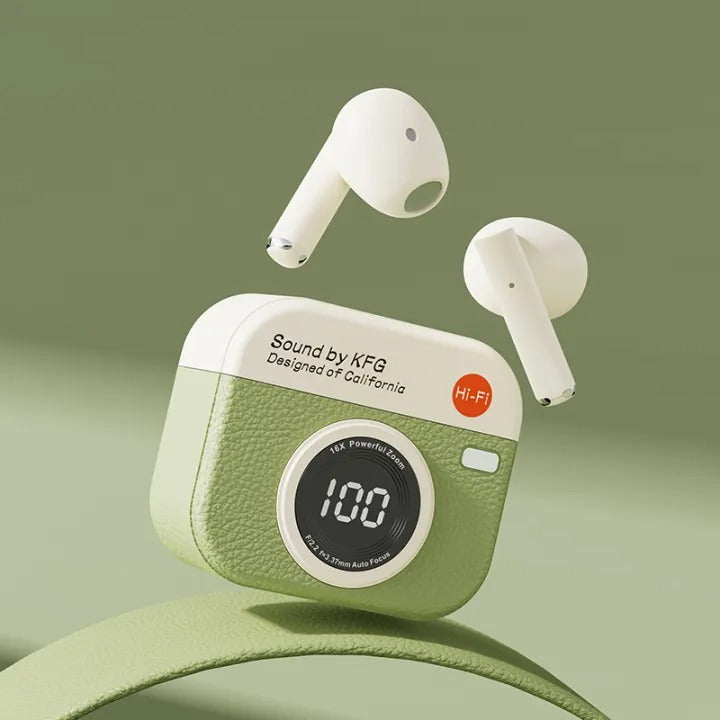 Q86 Retro Camera Style Wireless Bluetooth Headset Semi-In-Ear