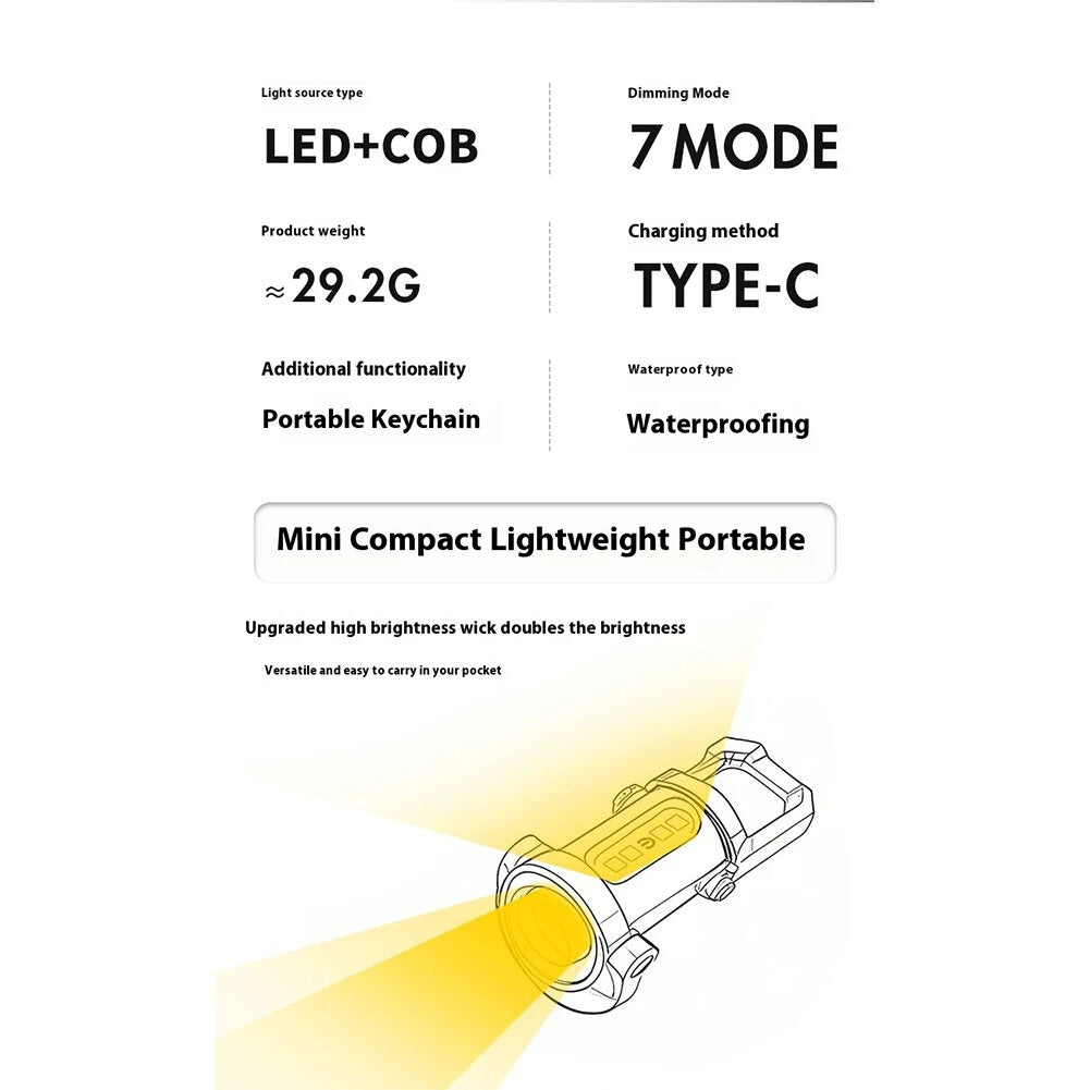 Mini Multi-Functional COB Keychain Flashlight