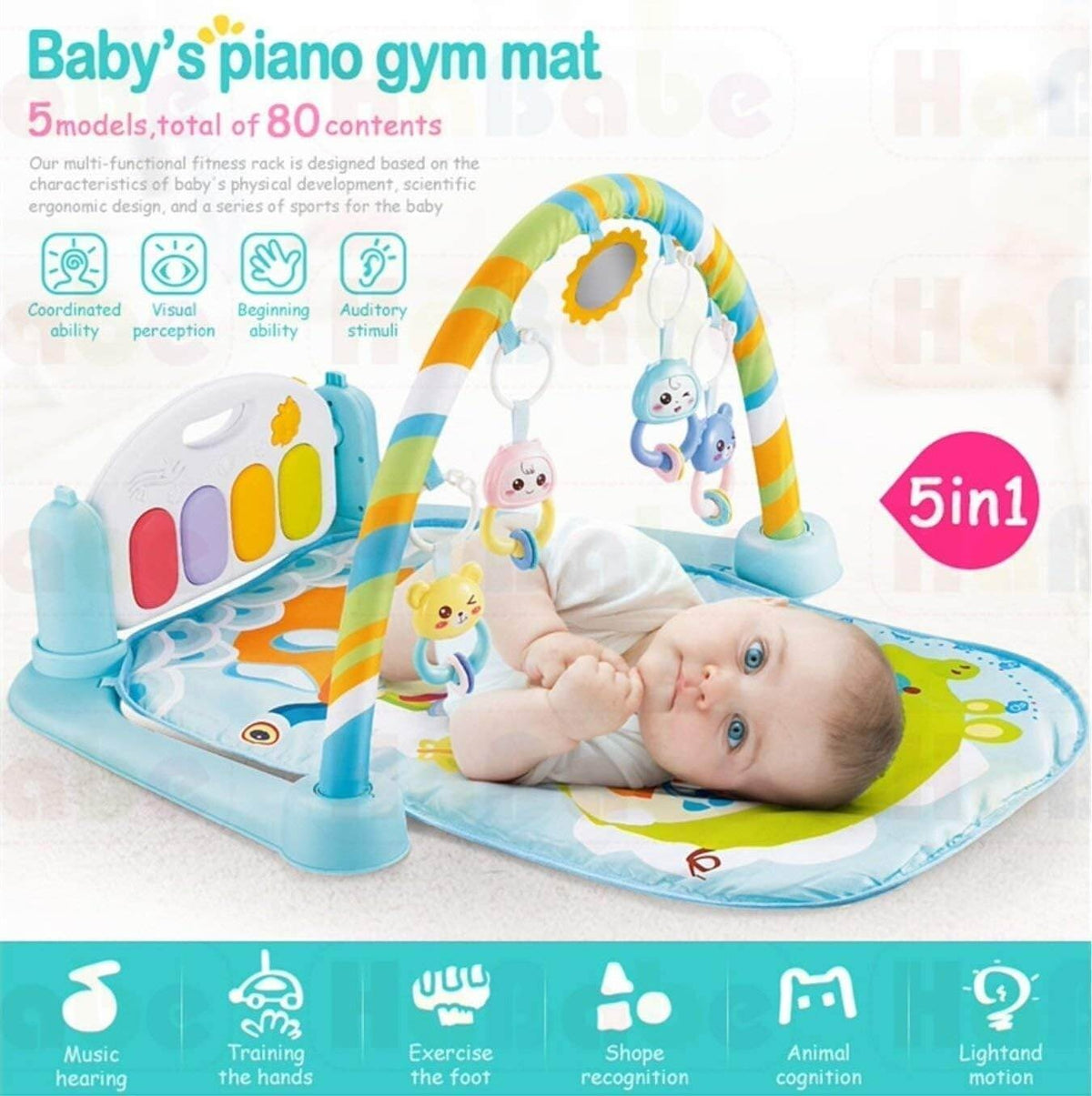 5-in-1 Baby Piano Gym & Play Mat