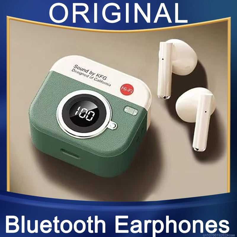 Q86 Retro Camera Style Wireless Bluetooth Headset Semi-In-Ear
