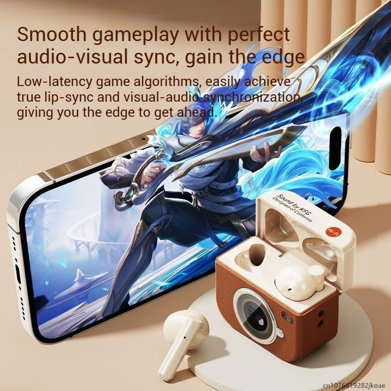 Q86 Retro Camera Style Wireless Bluetooth Headset Semi-In-Ear