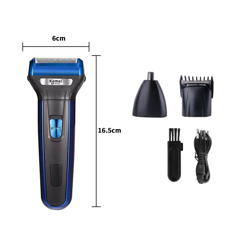 3-in-1 Rechargeable Men's Grooming Kit – Hair Clipper, Nose Trimmer & Shaver